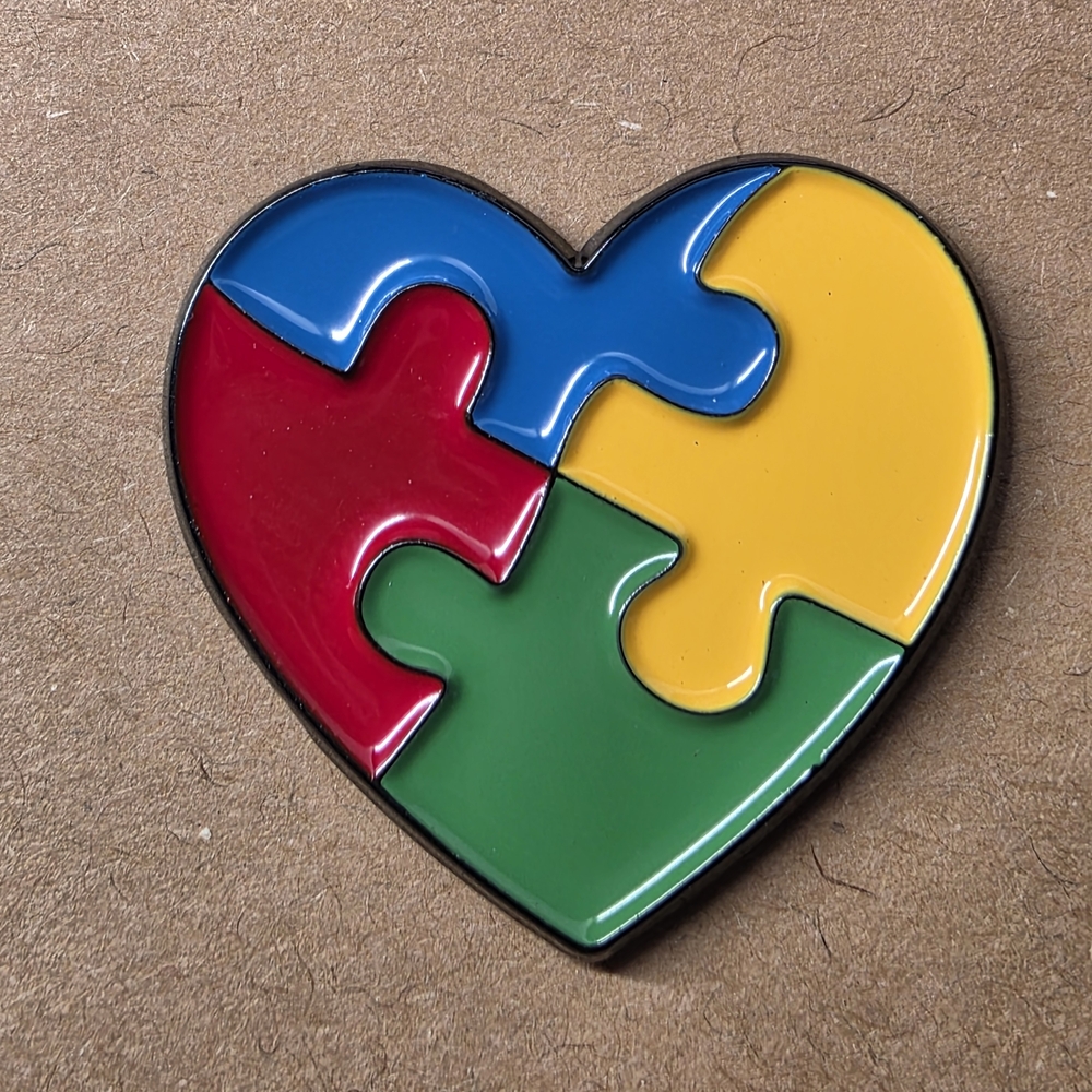 Colorful Heart Puzzle Pin
